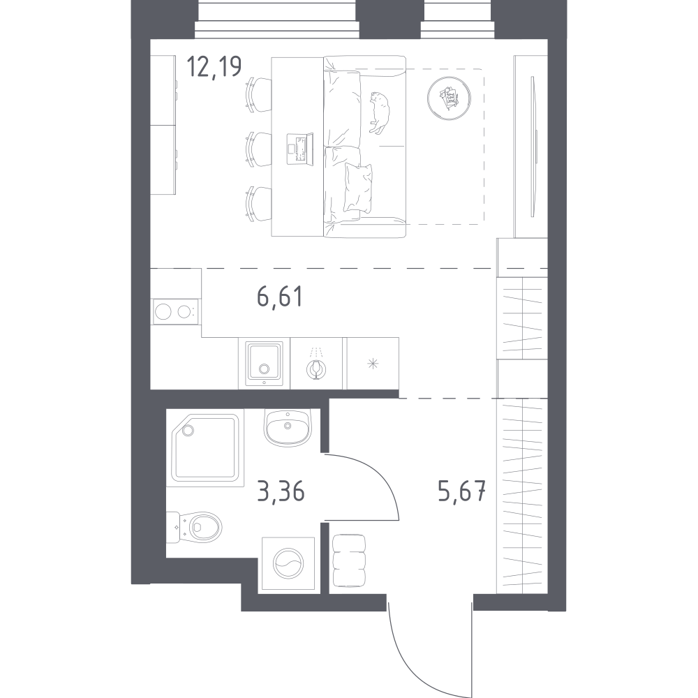 Студия 27 м2 в ЖК Новое Внуково корпус null этаж 9