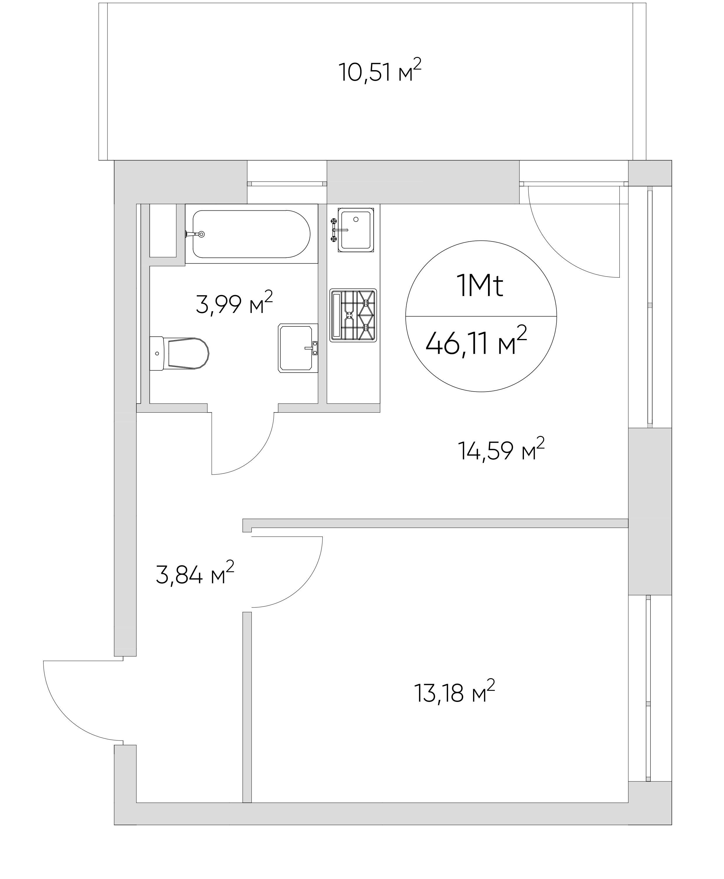 1-комнатная 46 м2 в ЖК N`ICE LOFT корпус null этаж 12