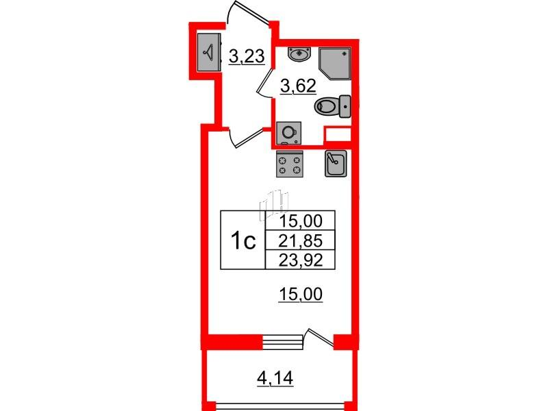 Студия 21 м2 в ЖК Бионика Заповедная корпус null этаж 1