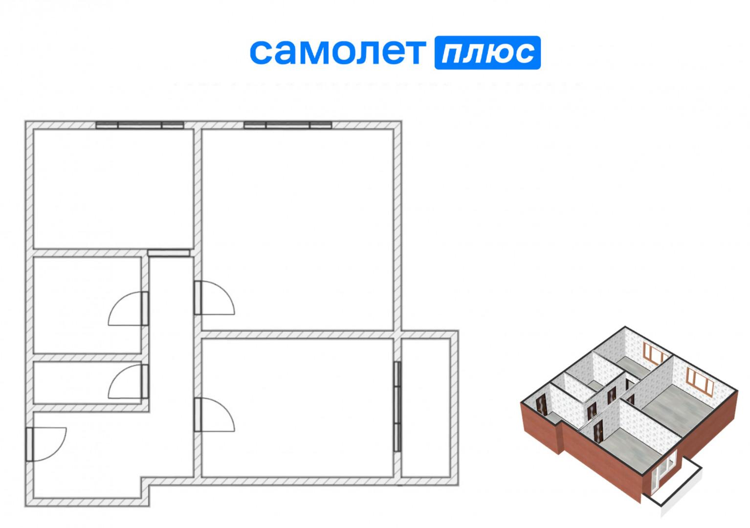 2-комнатная 54.1 м2 в ЖК undefined корпус null этаж 9