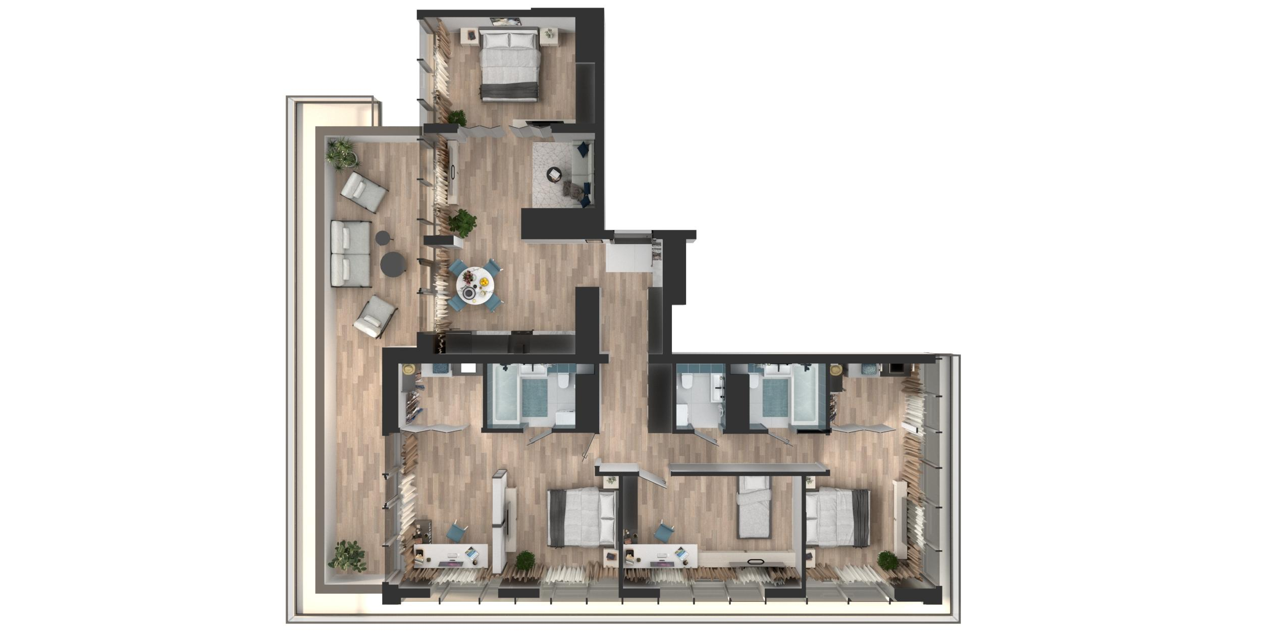 4-комнатная 124 м2 в ЖК Мой Ритм корпус null этаж 17