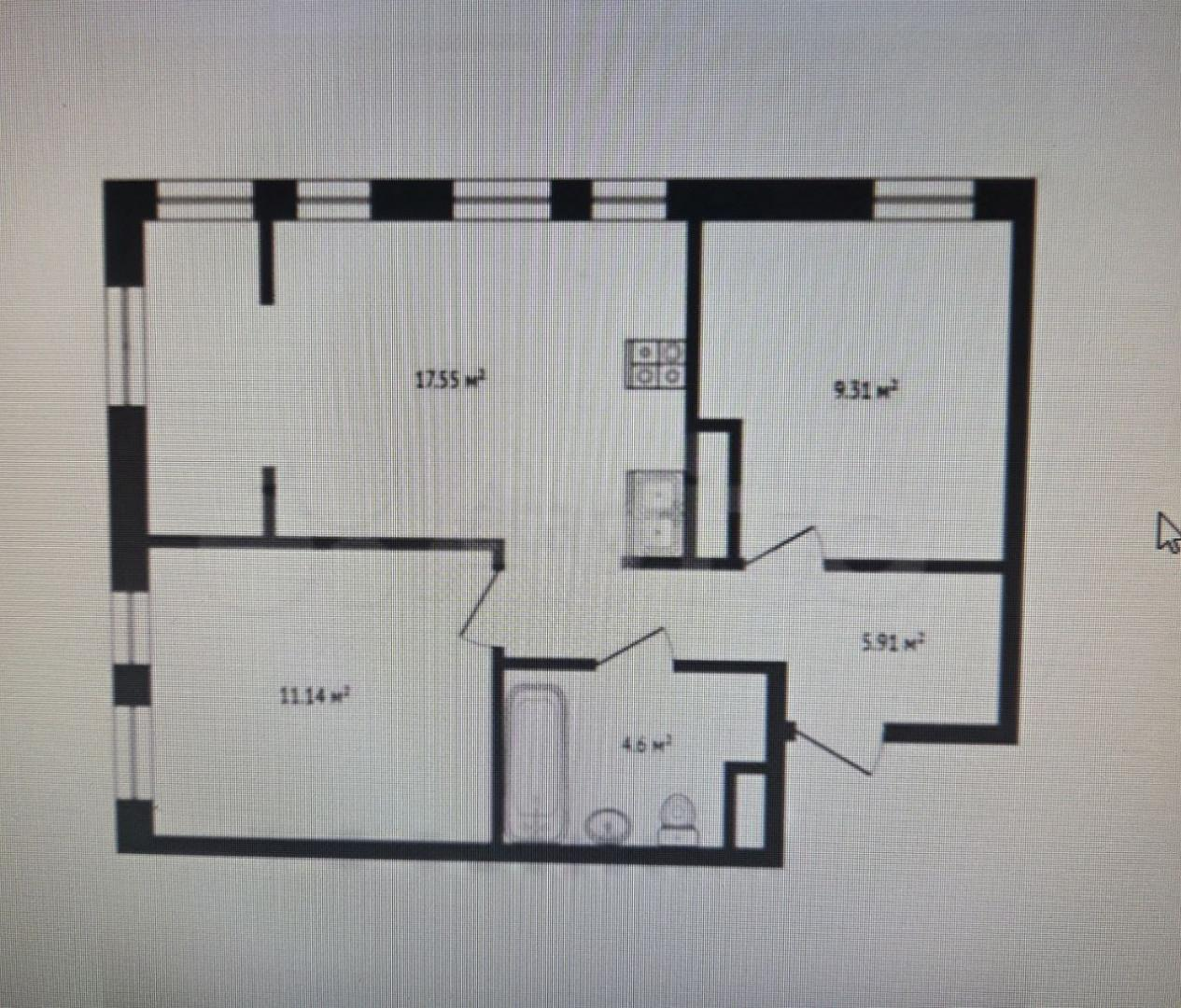 2-комнатная 49 м2 в ЖК undefined корпус null этаж 9