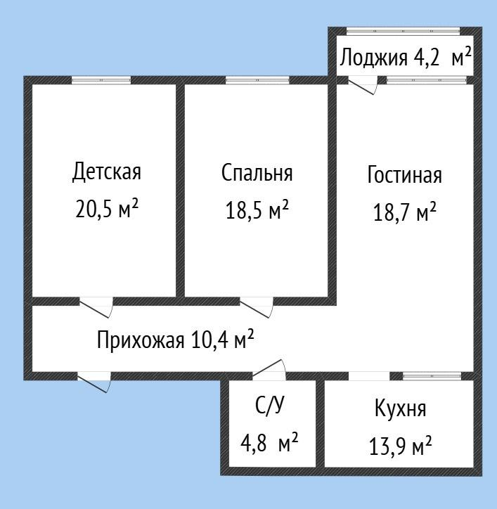 3-комнатная 91 м2 в ЖК undefined корпус null этаж 4