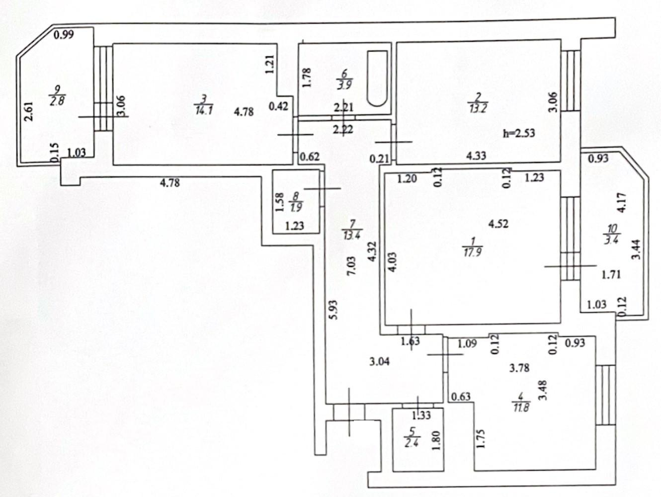 3-комнатная 78.6 м2 в ЖК undefined корпус null этаж 8