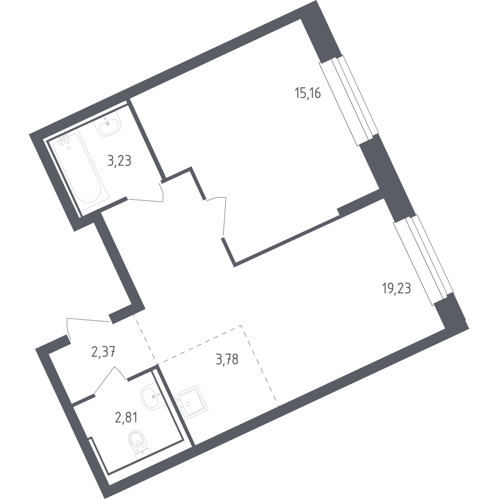 Студия 45 м2 в ЖК Рублёвский Квартал корпус null этаж 1