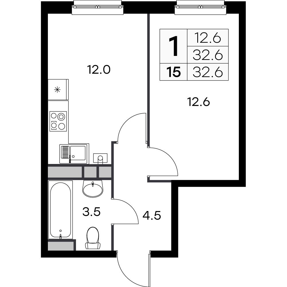 1-комнатная 32 м2 в ЖК Новая Жизнь - Ройка корпус null этаж 2