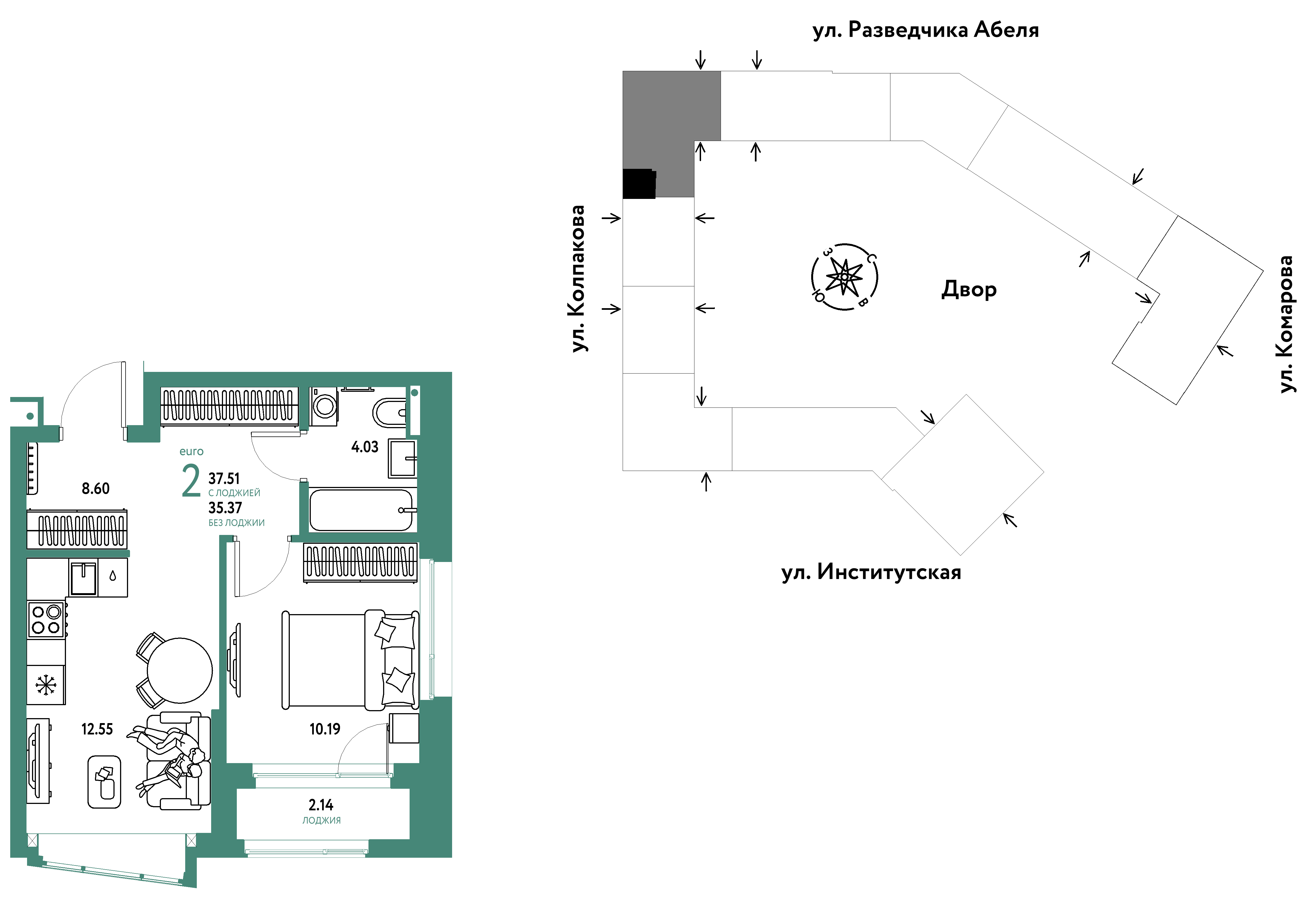 Студия 37 м2 в ЖК Страна.Парковая корпус null этаж 13