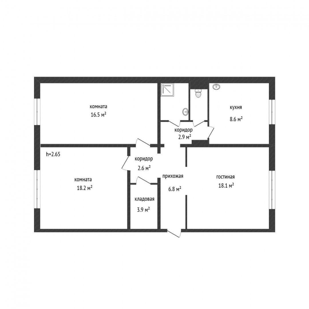 3-комнатная 81.3 м2 в ЖК undefined корпус null этаж 1