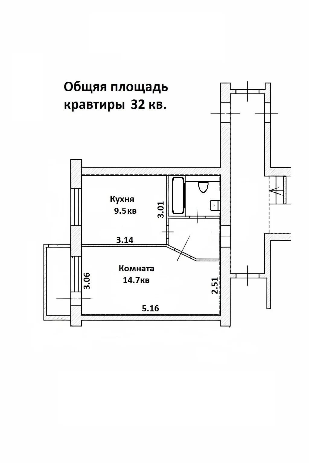1-комнатная 32 м2 в ЖК undefined корпус null этаж 3