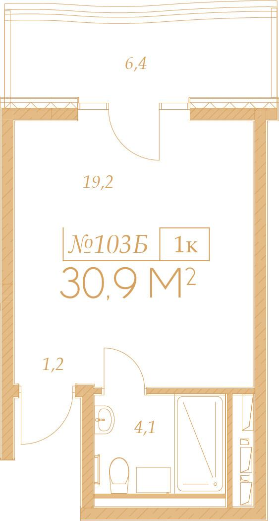 1-комнатная 30 м2 в ЖК Морелло корпус null этаж 8
