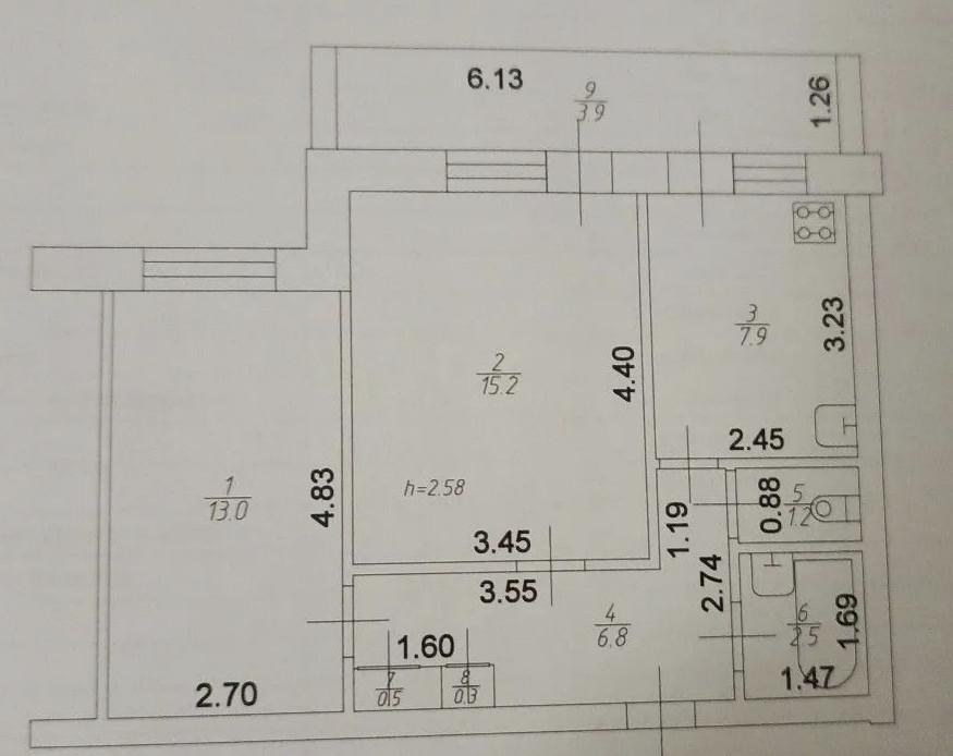 2-комнатная 47.3 м2 в ЖК undefined корпус null этаж 3