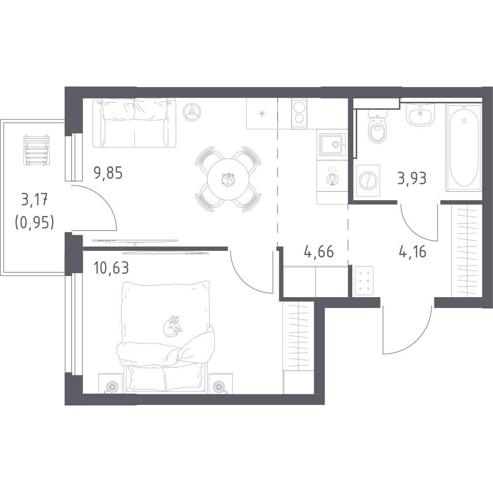 Студия 34 м2 в ЖК Донские Легенды корпус null этаж 8