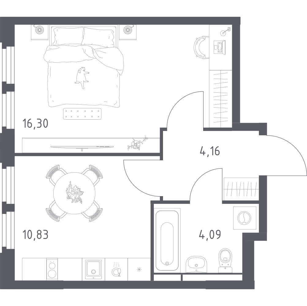 1-комнатная 35 м2 в ЖК Космический Квартал корпус null этаж 8