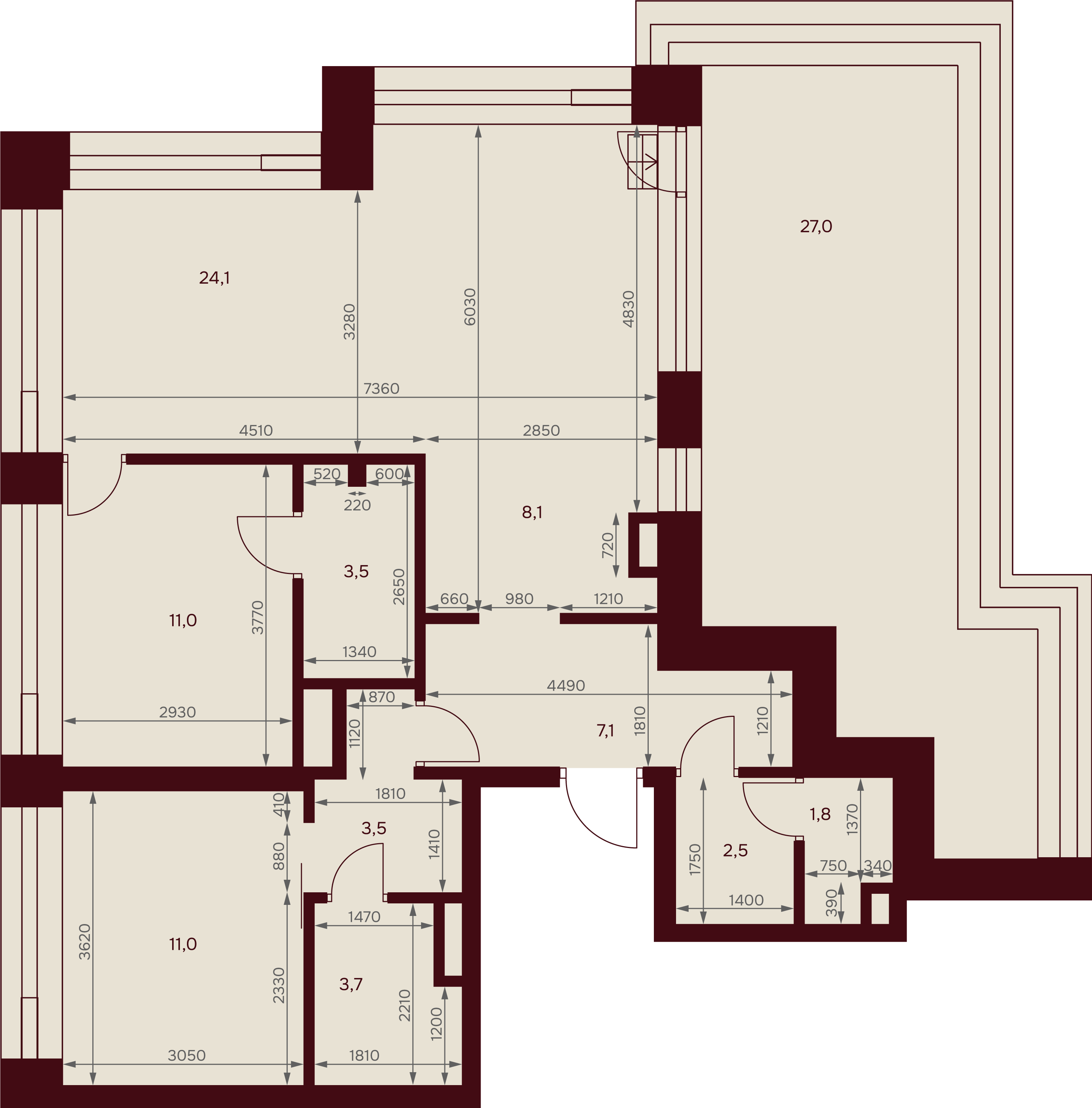 2-комнатная 81 м2 в ЖК Дом 7. Даниловский корпус null этаж 15