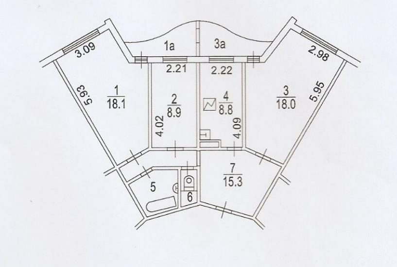 3-комнатная 76.7 м2 в ЖК undefined корпус null этаж 5