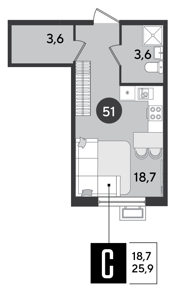 Студия 25 м2 в ЖК Парк Победы 2 корпус null этаж 2