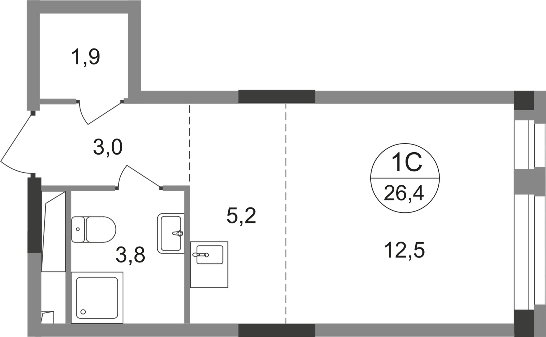 Студия 26 м2 в ЖК Первый Московский корпус null этаж 7