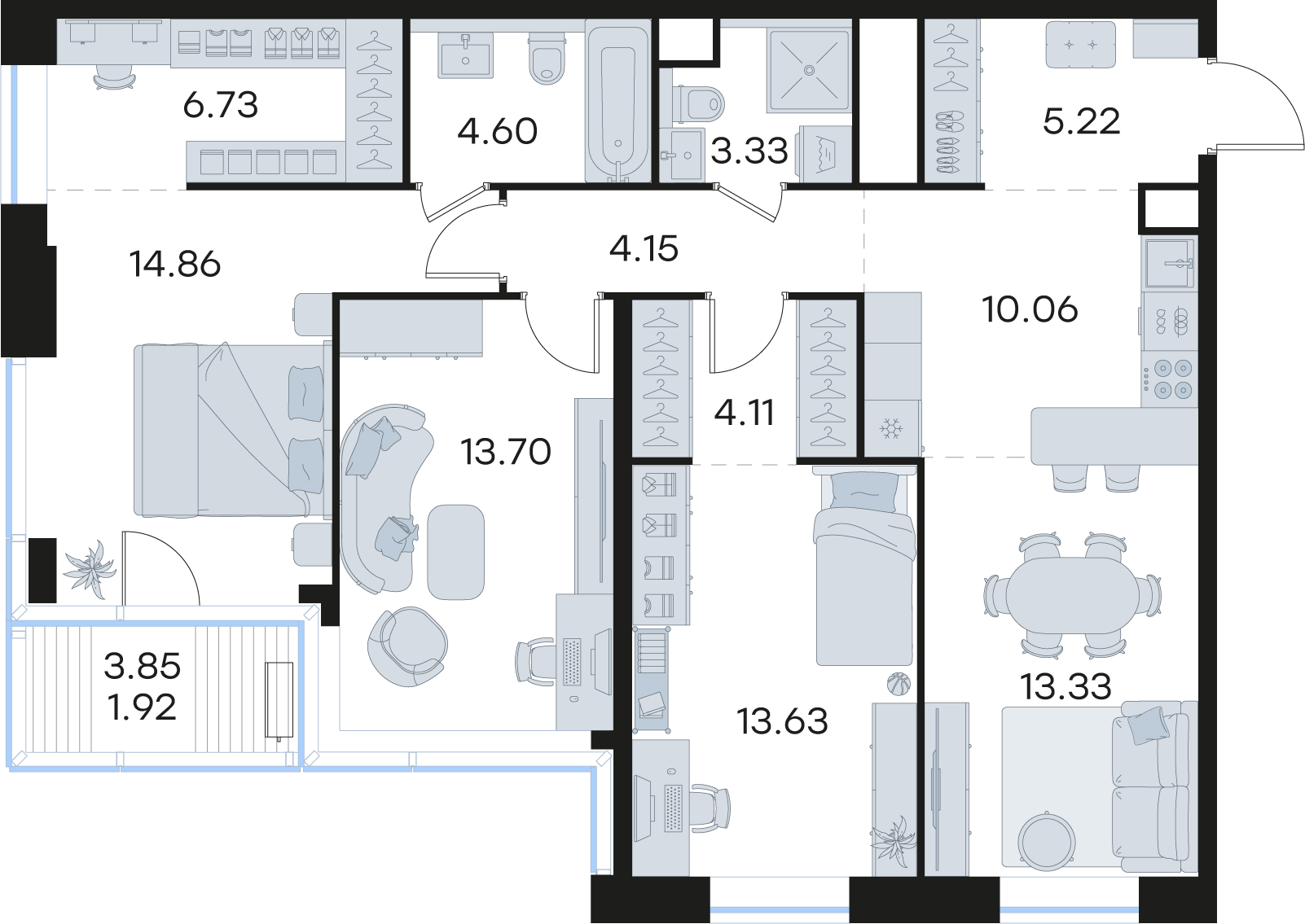 3-комнатная 95 м2 в ЖК GloraX Premium Черниговская корпус null этаж 13