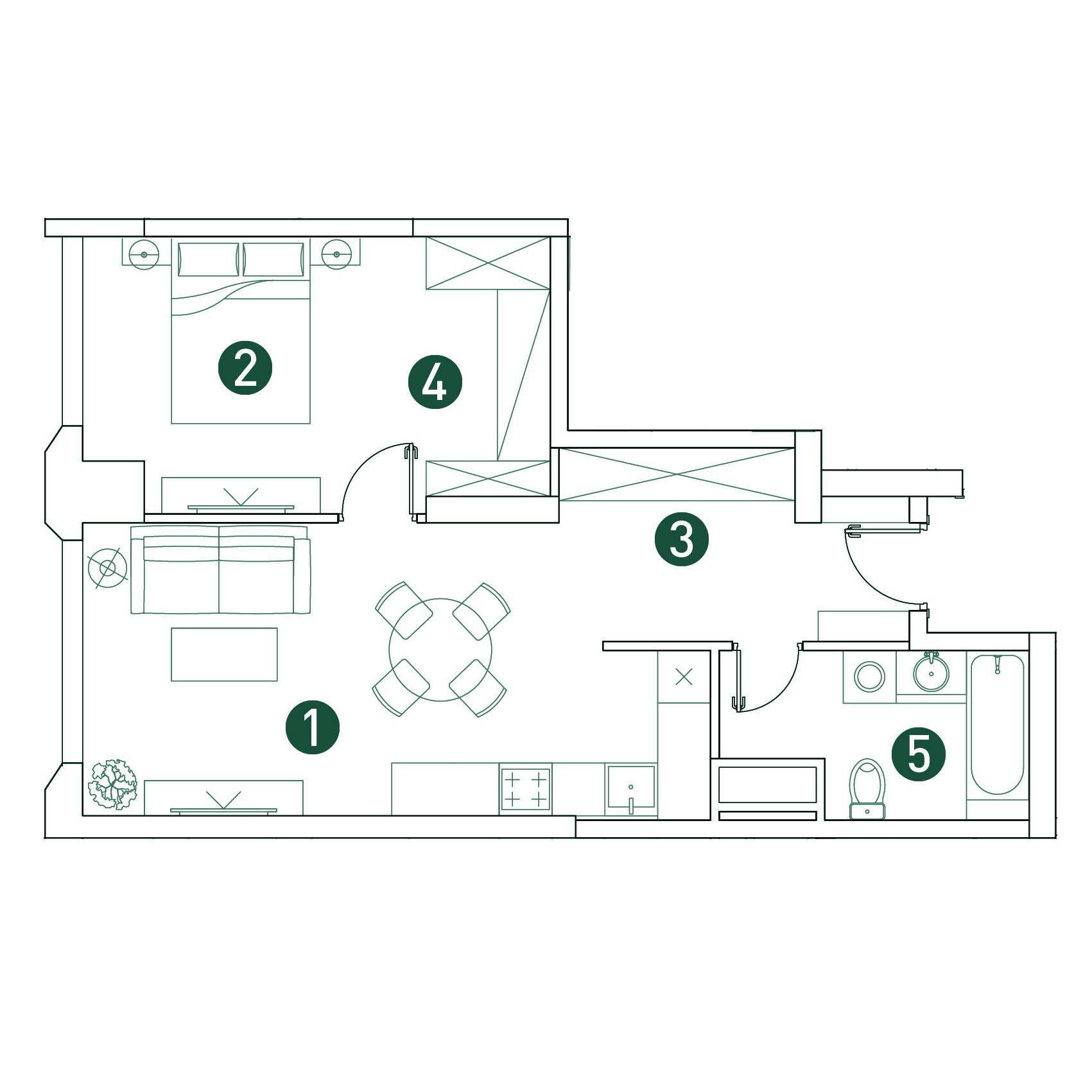 2-комнатная 51 м2 в ЖК ВЭРИ корпус null этаж 7