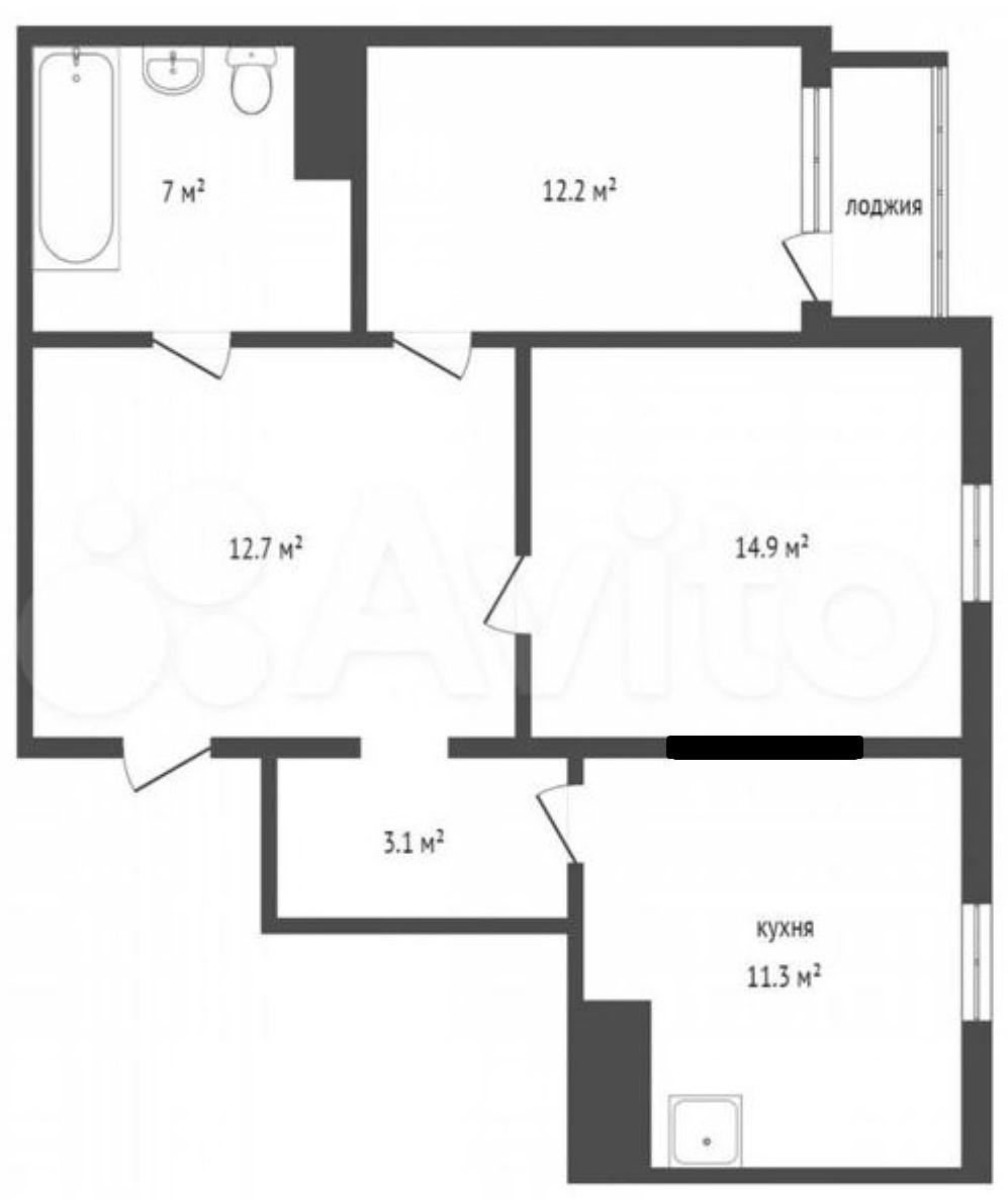 2-комнатная 61.4 м2 в ЖК undefined корпус null этаж 7