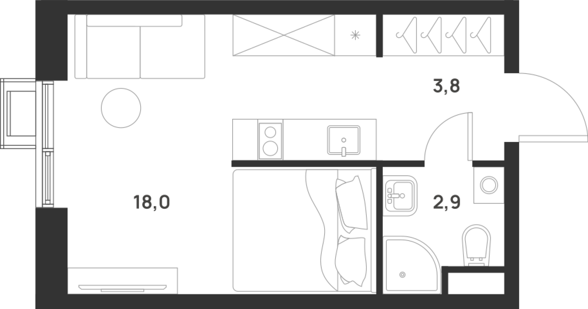 Студия 24 м2 в ЖК Форевиль корпус null этаж 15