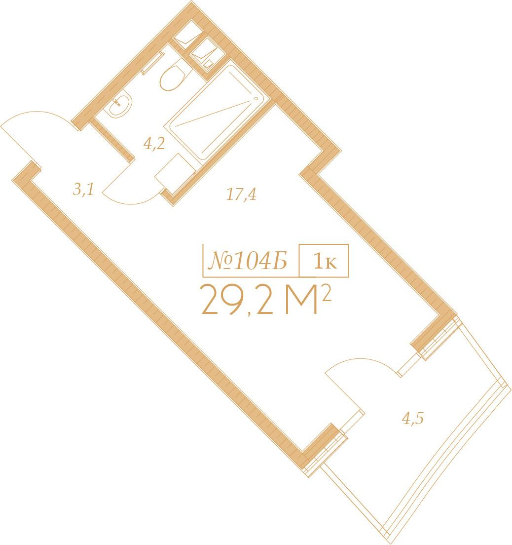 1-комнатная 29 м2 в ЖК Морелло корпус null этаж 8