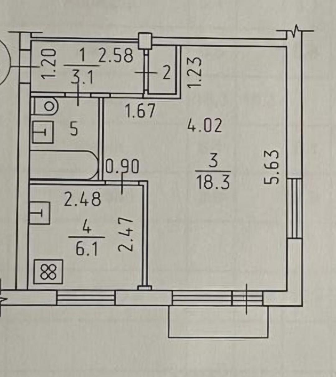 1-комнатная 31.2 м2 в ЖК undefined корпус null этаж 4