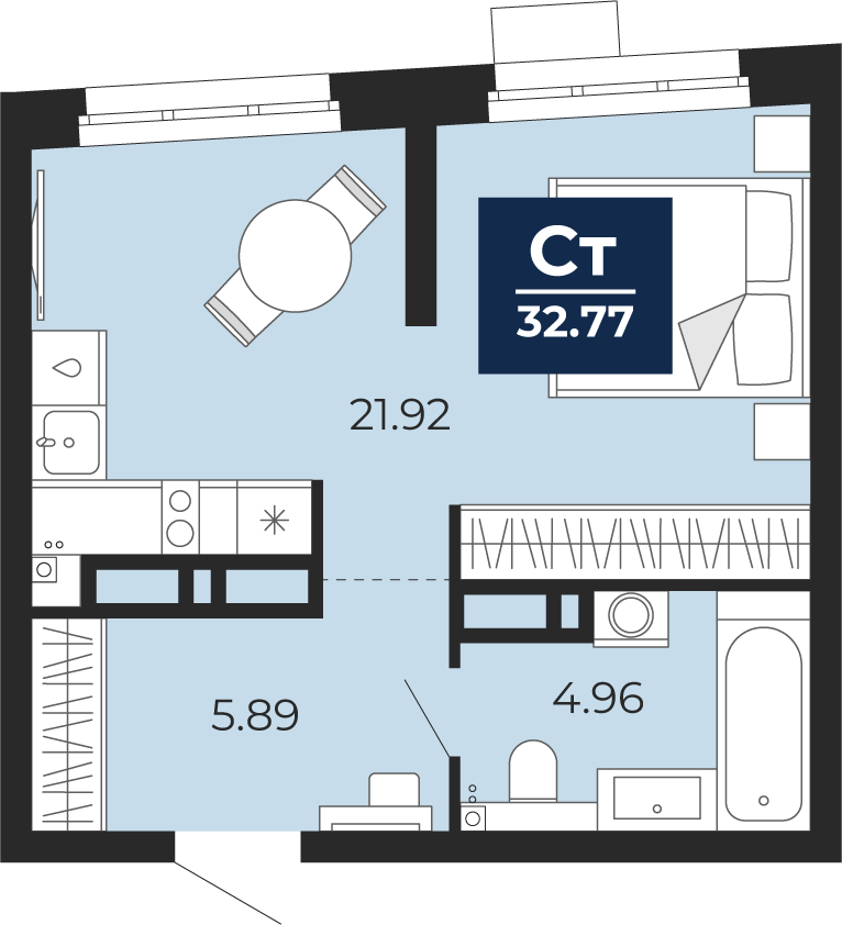 Студия 32 м2 в ЖК Прео корпус null этаж 7
