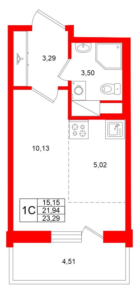 Студия 21 м2 в ЖК Титул в Московском корпус null этаж 5