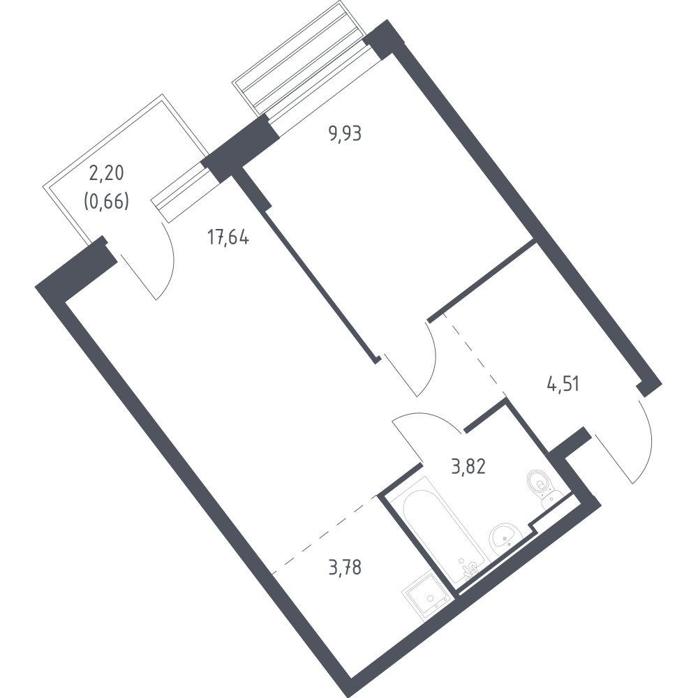 Студия 39 м2 в ЖК Рублёвский Квартал корпус null этаж 11