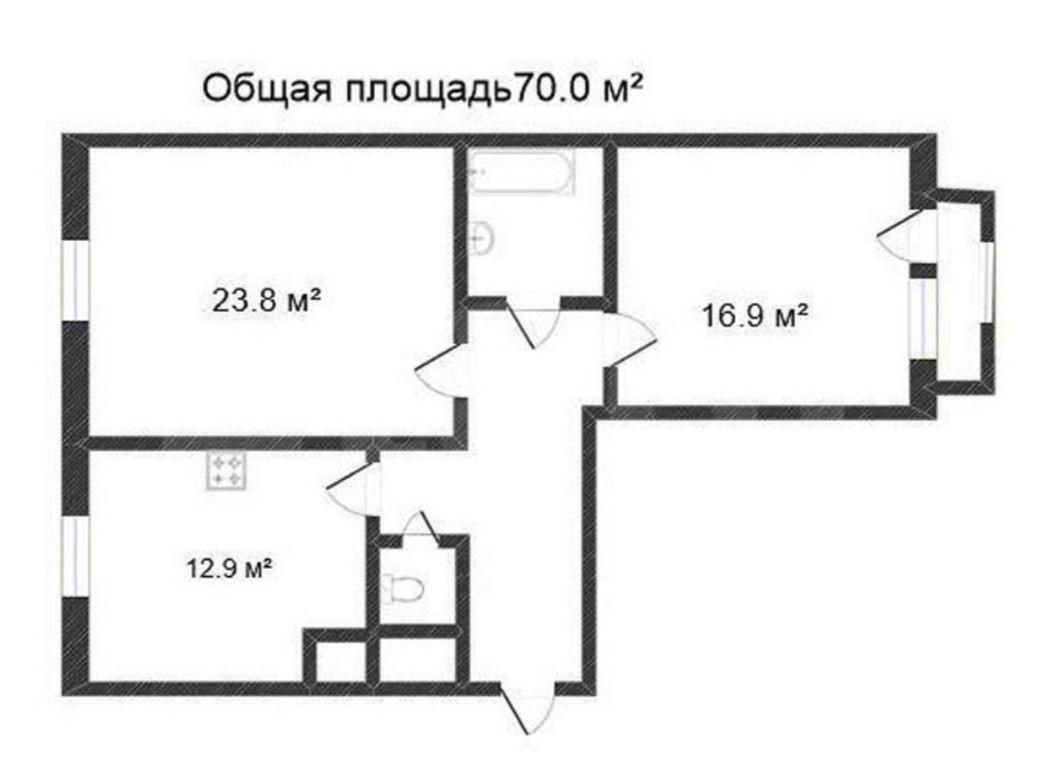 2-комнатная 69 м2 в ЖК undefined корпус null этаж 10