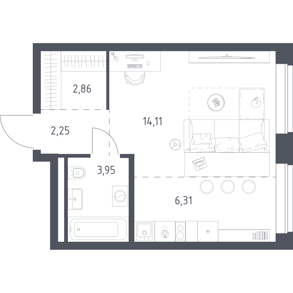 1-комнатная 29 м2 в ЖК Литературный Квартал корпус null этаж 10
