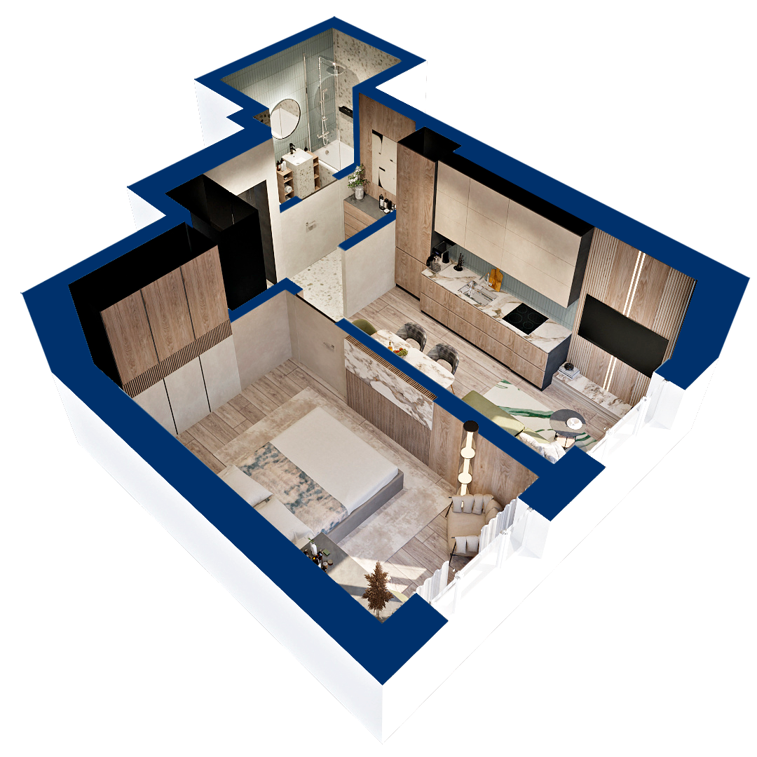 1-комнатная 35 м2 в ЖК Вершина корпус null этаж 11