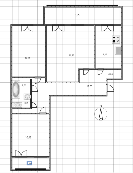 3-комнатная 65 м2 в ЖК undefined корпус null этаж 7