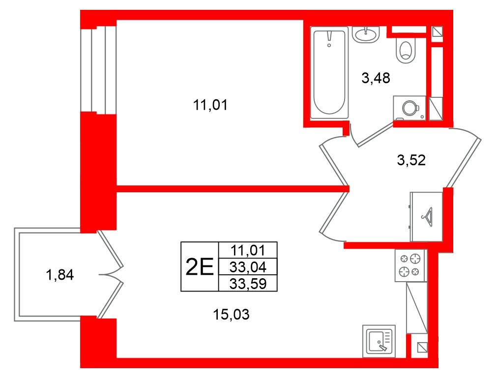 1-комнатная 33 м2 в ЖК Аристократ корпус null этаж 3