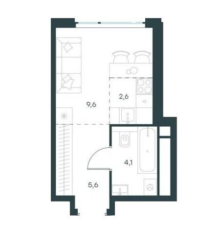 Студия 22.3 м2 в ЖК undefined корпус null этаж 15