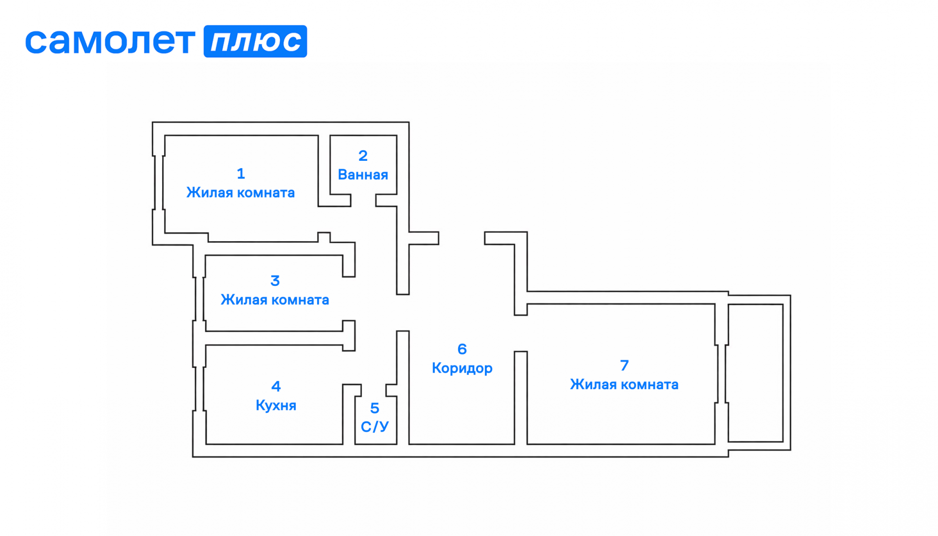 3-комнатная 76.3 м2 в ЖК undefined корпус null этаж 4