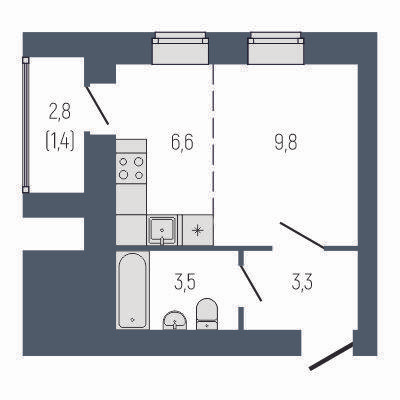 Студия 26 м2 в ЖК Философия Идеалистов на Первомайском корпус null этаж 5