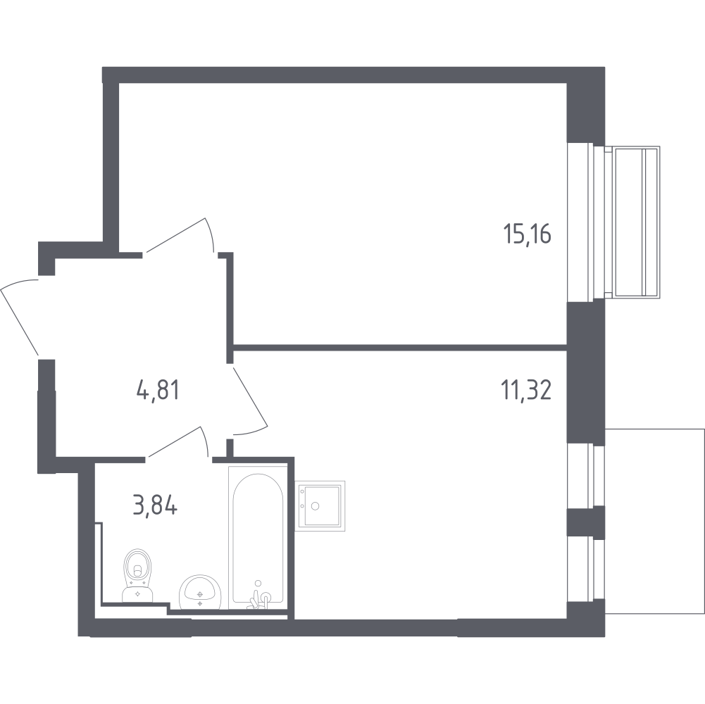 1-комнатная 35 м2 в ЖК Рублёвский Квартал корпус null этаж 3