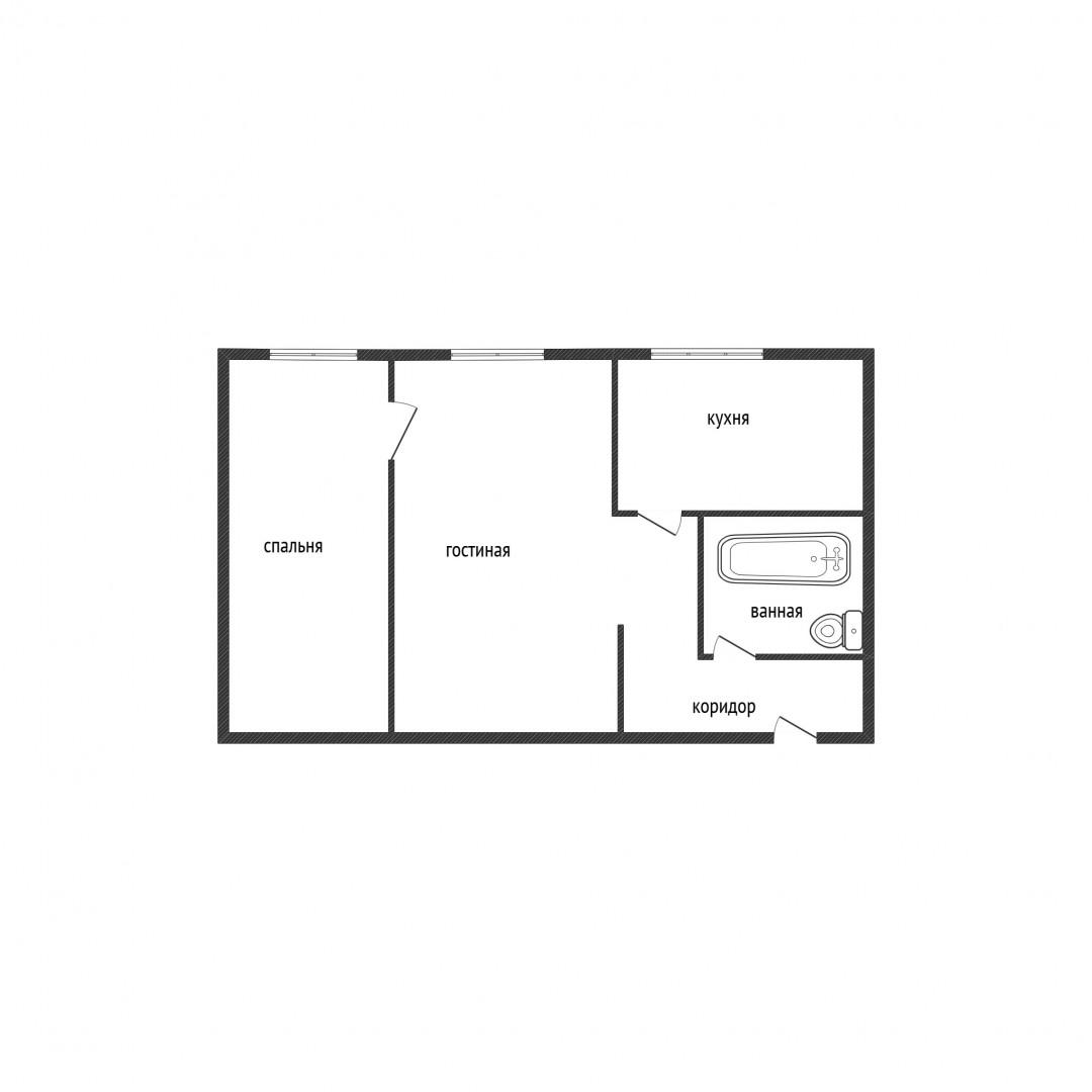 2-комнатная 46.7 м2 в ЖК undefined корпус null этаж 1