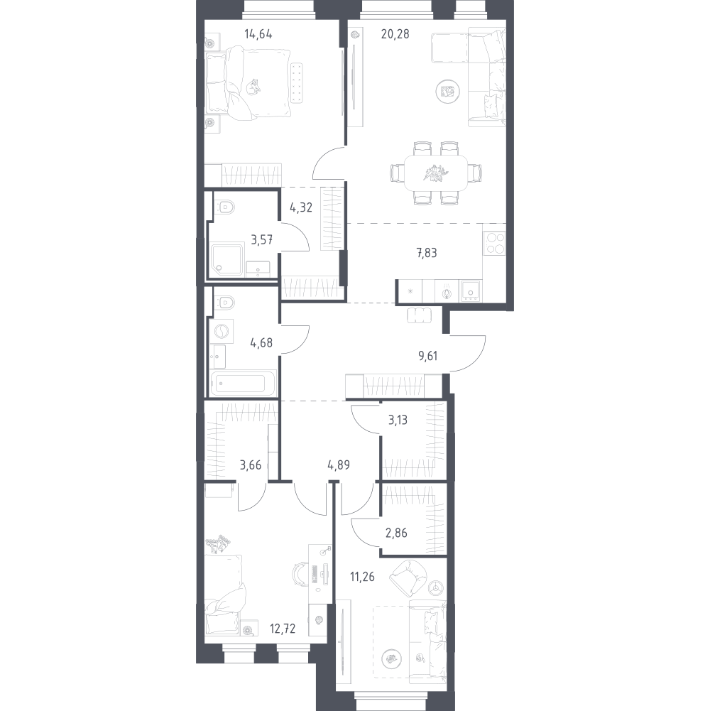 Студия 103 м2 в ЖК Заречье Парк корпус null этаж 8