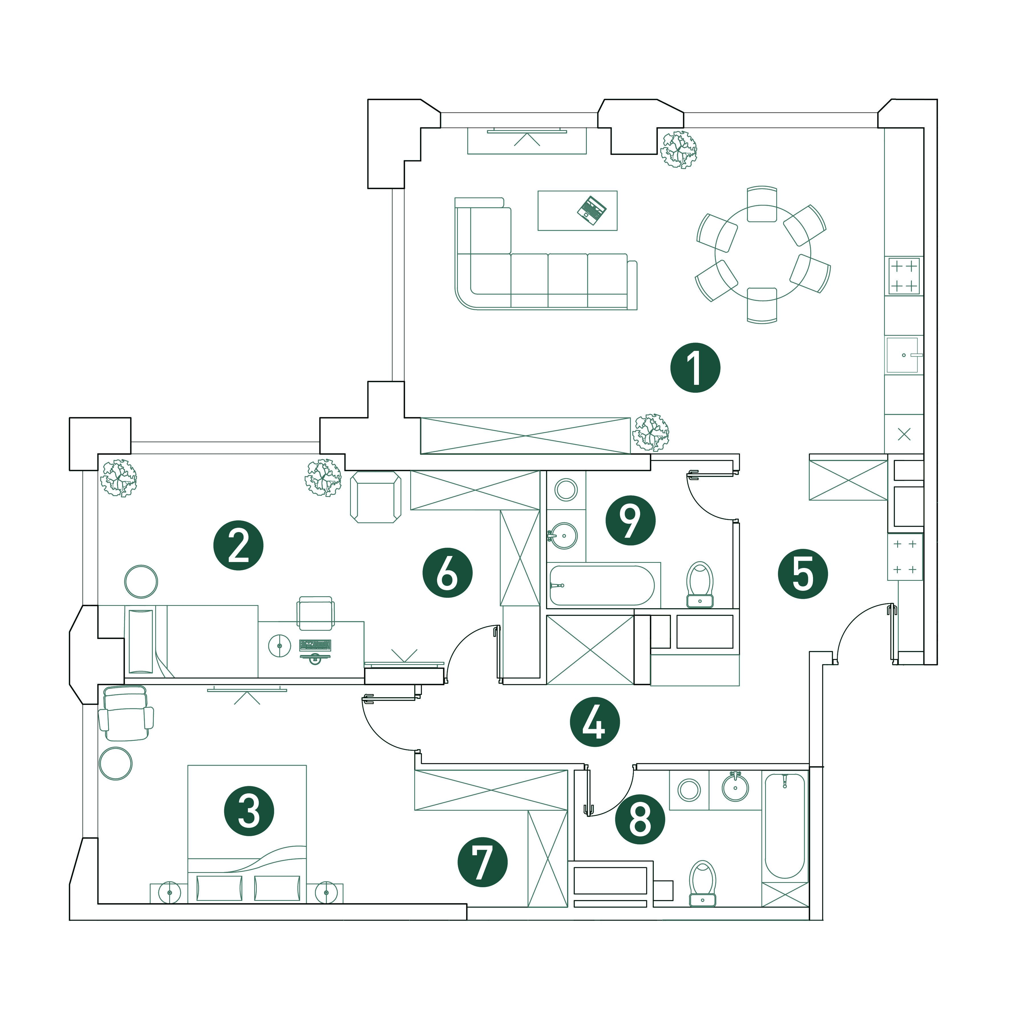 3-комнатная 109 м2 в ЖК ВЭРИ корпус null этаж 22