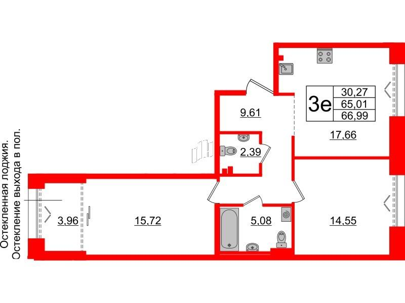 2-комнатная 65 м2 в ЖК Imperial Club корпус null этаж 3