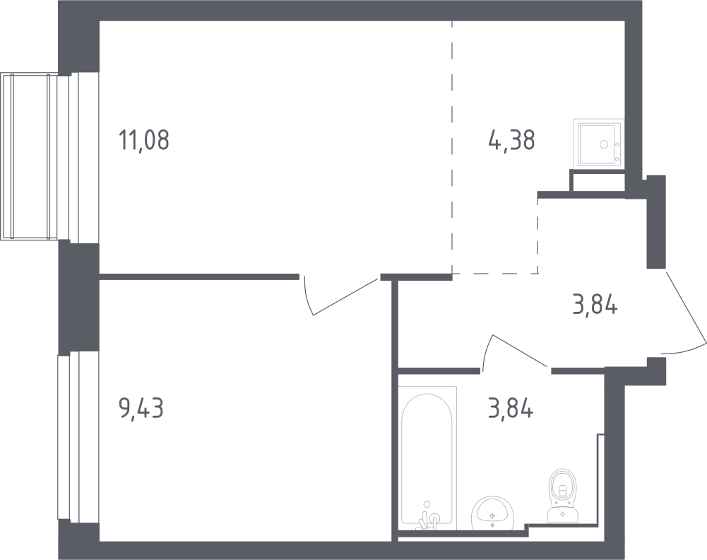 Студия 32 м2 в ЖК Рублёвский Квартал корпус null этаж 3