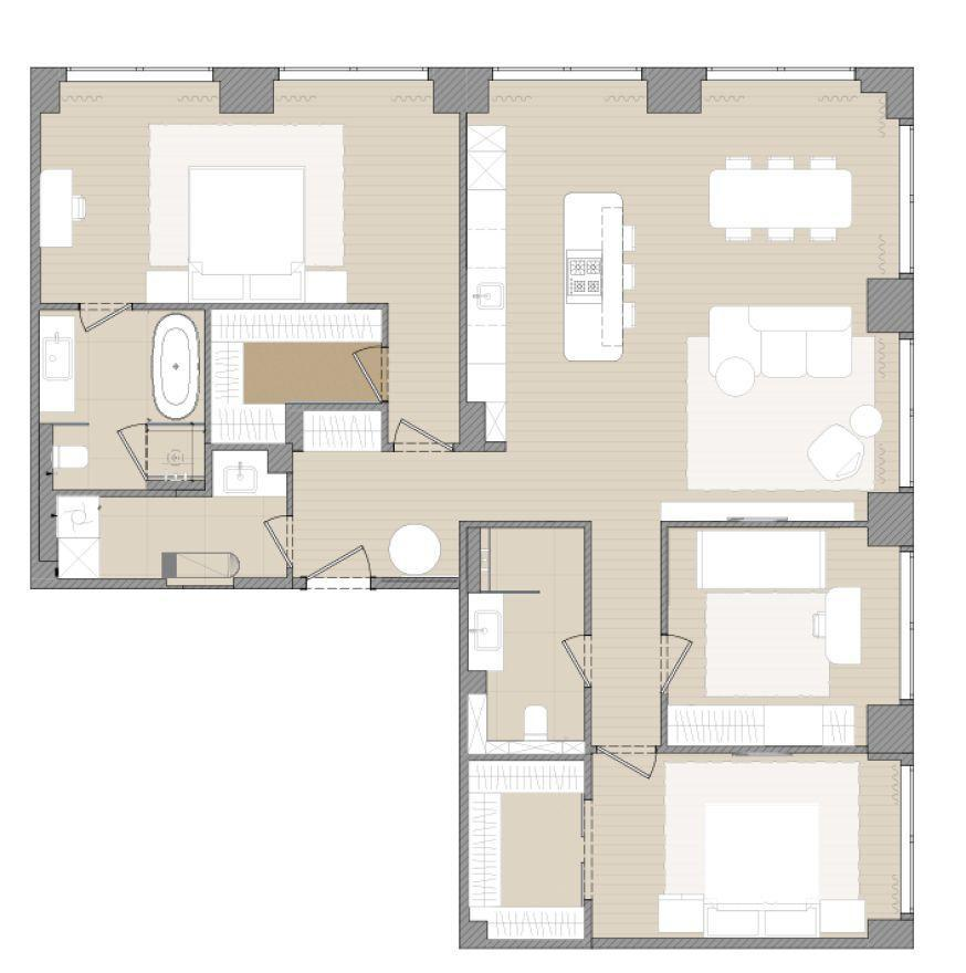 4-комнатная 133 м2 в ЖК undefined корпус null этаж 3