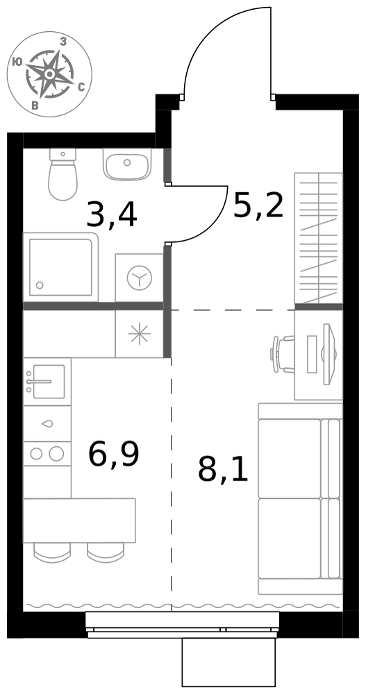 Студия 23 м2 в ЖК 1-й Измайловский корпус null этаж 13