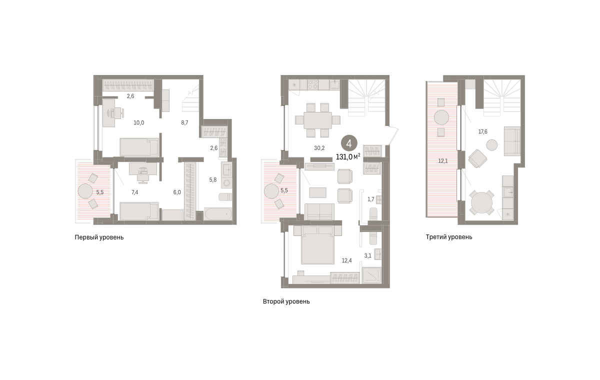4-комнатная 130 м2 в ЖК Европейский квартал корпус null этаж 3