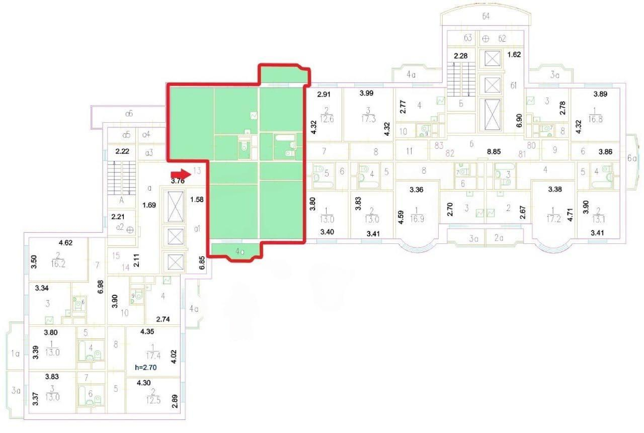 4-комнатная 99.2 м2 в ЖК undefined корпус null этаж 6