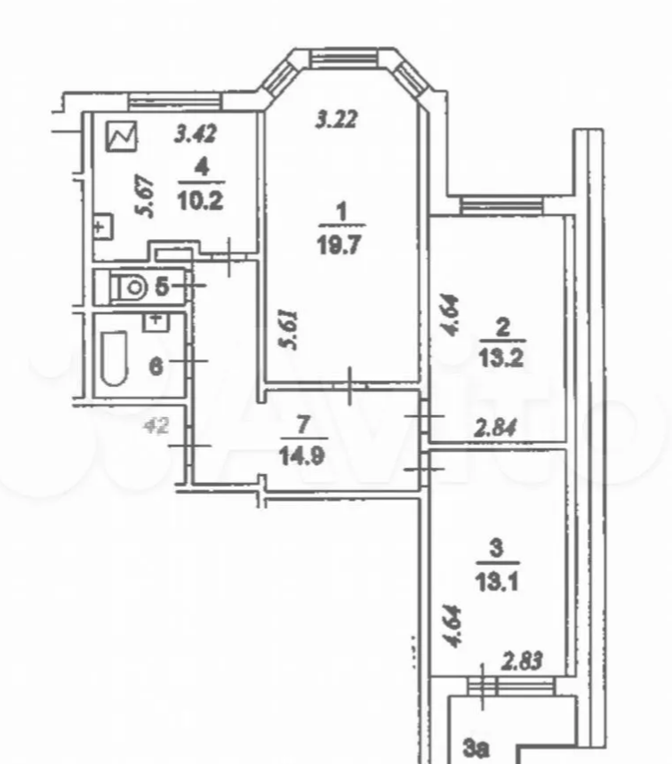 3-комнатная 79.2 м2 в ЖК undefined корпус null этаж 7