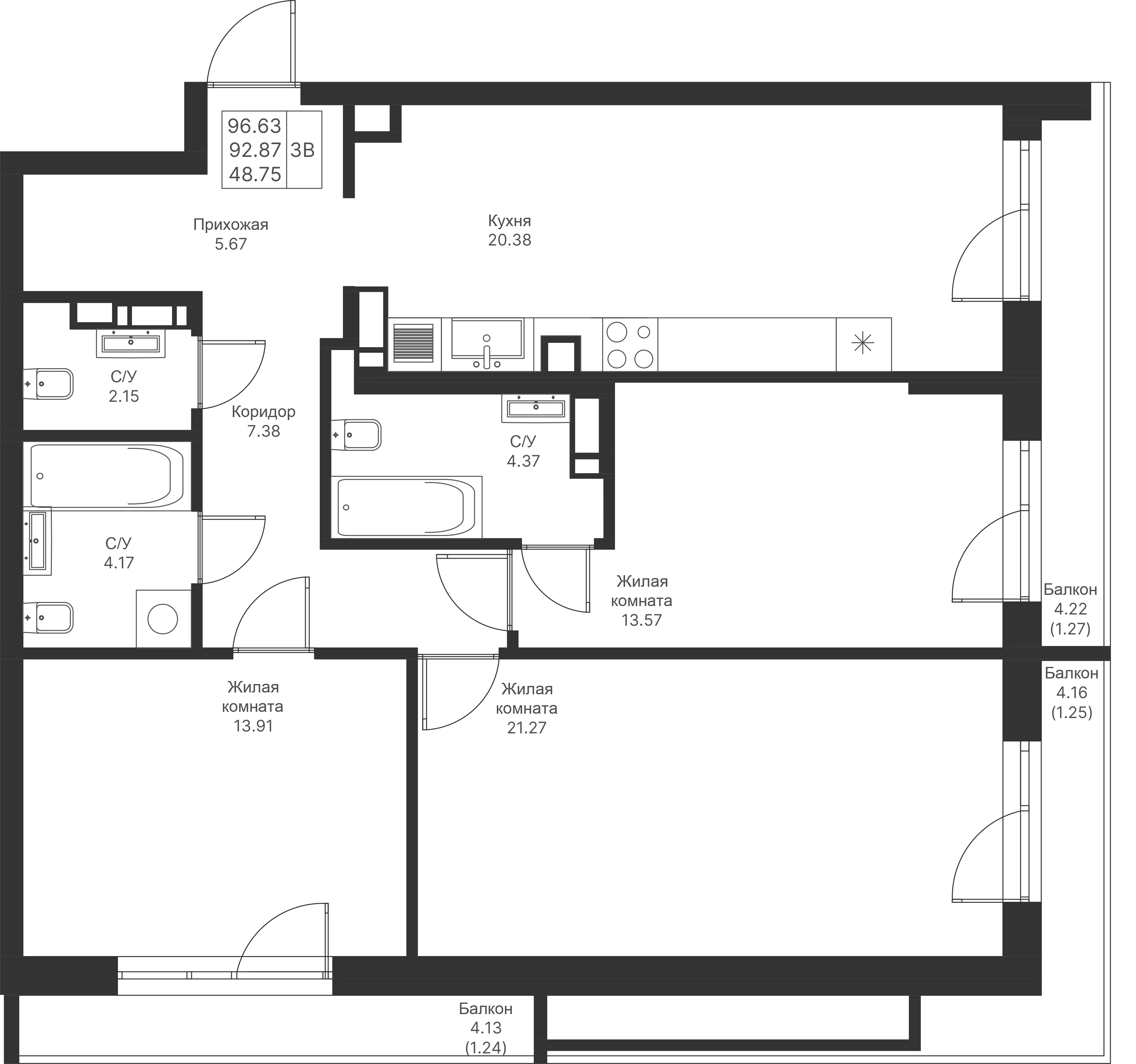 Студия 96 м2 в ЖК Мой Ритм корпус null этаж 5